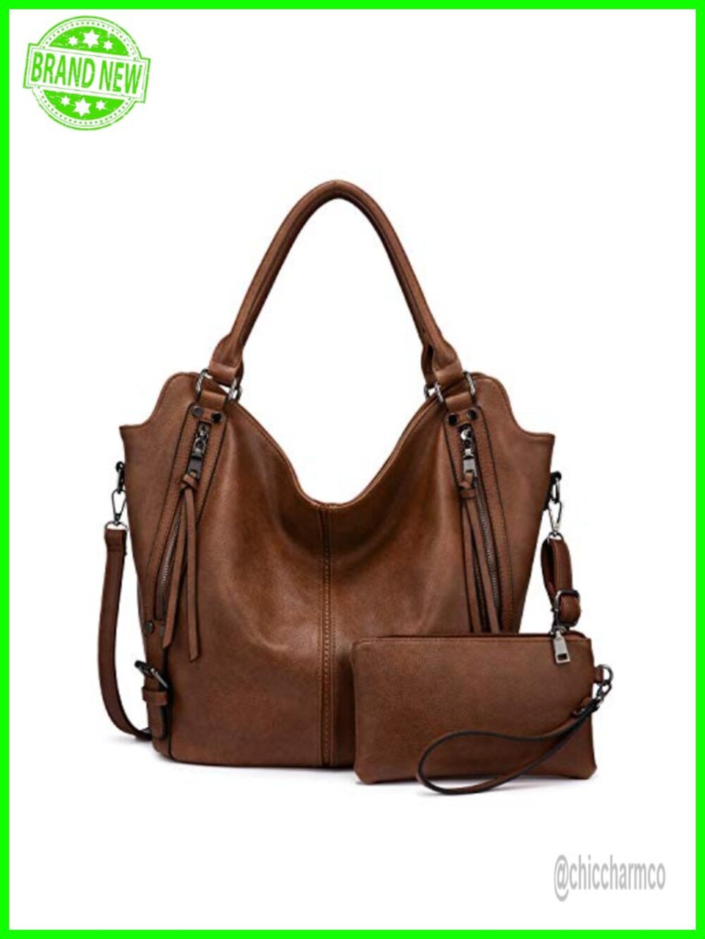 PU Leather Hobo Shoulder Bag Large Tote Purse Adjustable Strap